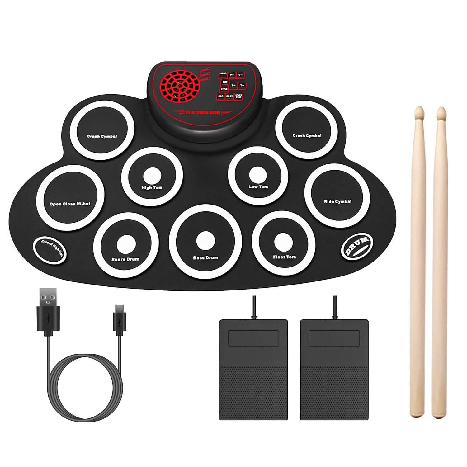 10 Pads Electric Drum Set Foldable Toys & Games - Tophatter Daily Deals