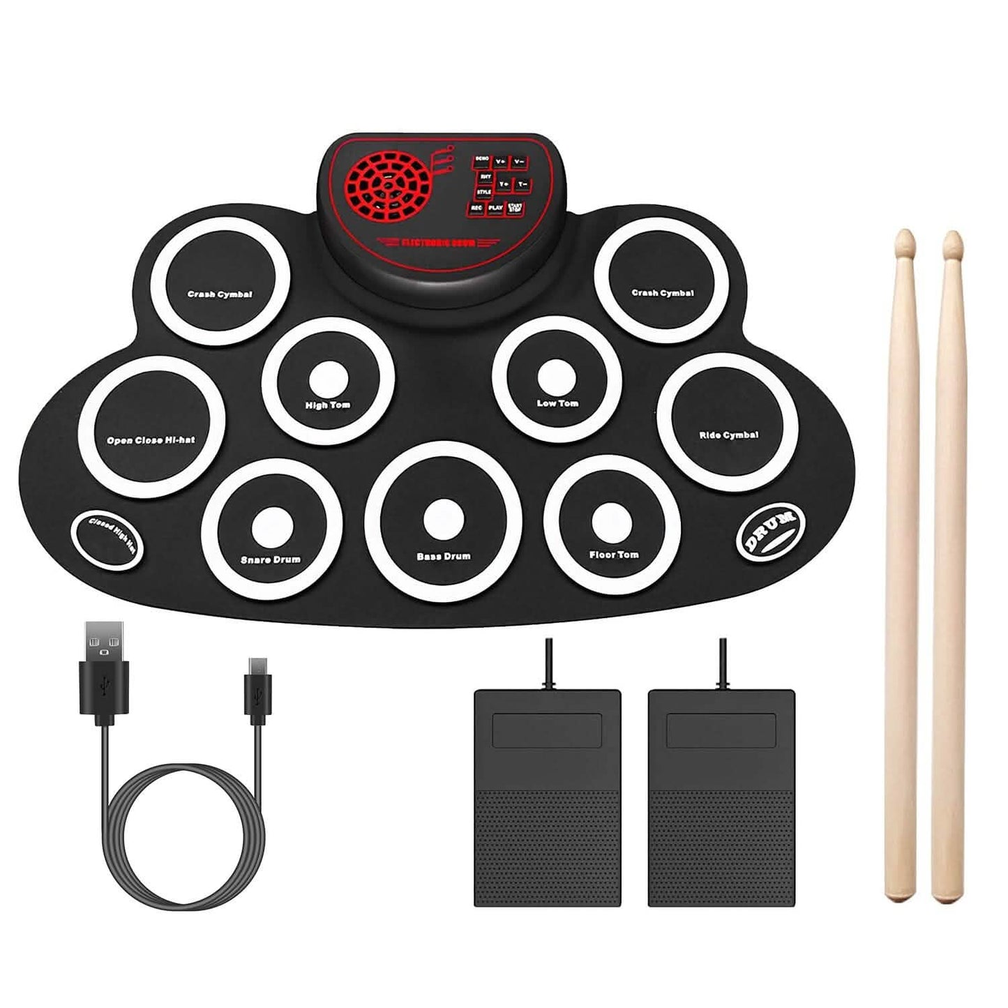 10 Pads Electric Drum Set Foldable Toys & Games - Tophatter Daily Deals