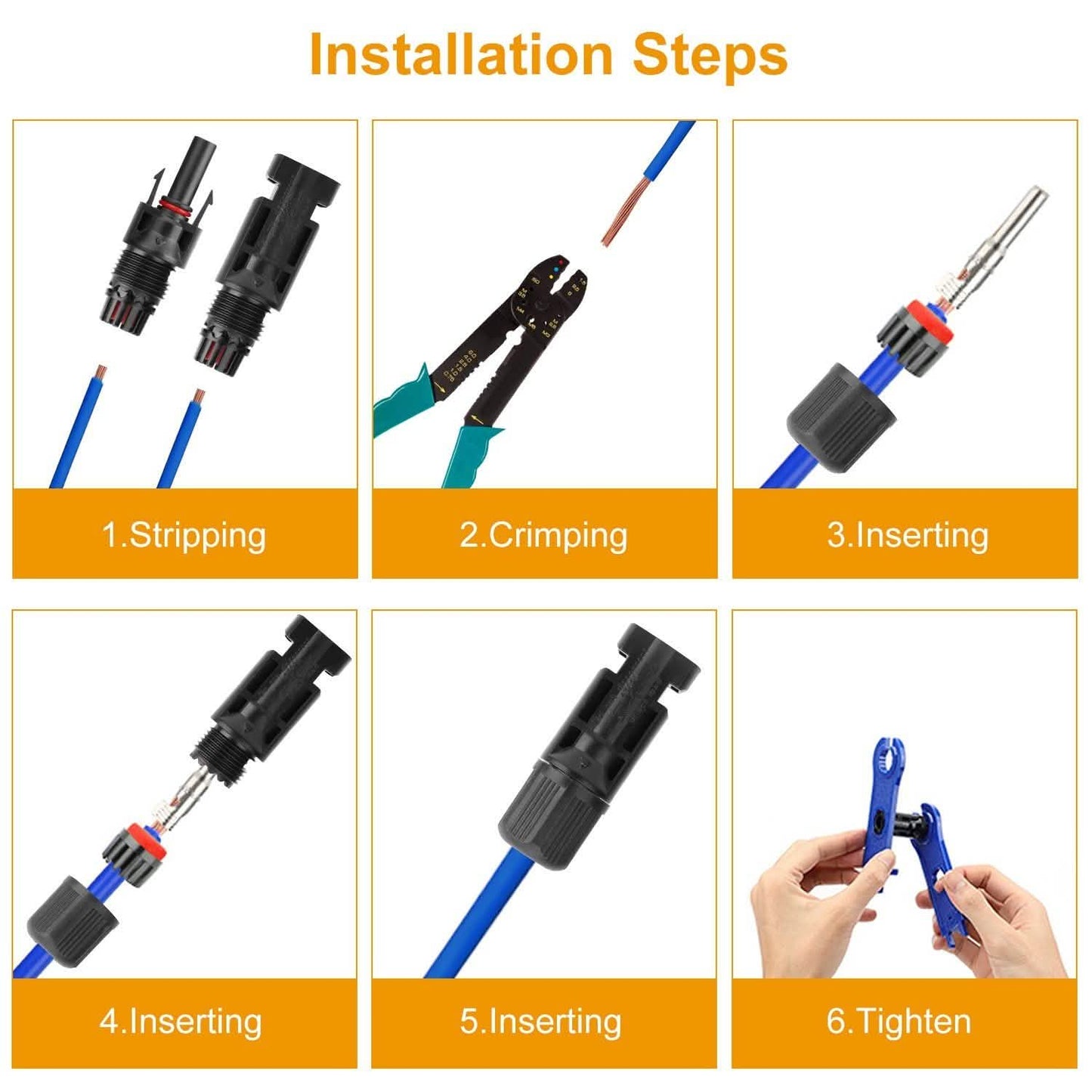 10-Pairs: Solar Panel Connectors Home Improvement - Tophatter Daily Deals