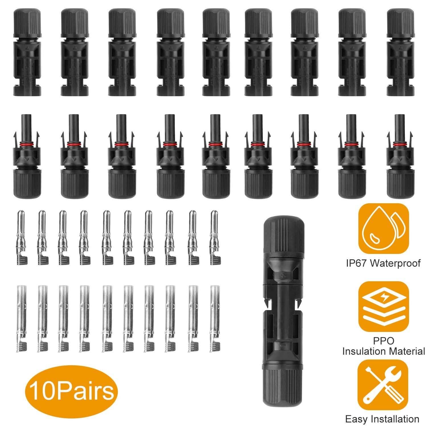 10-Pairs: Solar Panel Connectors Home Improvement - Tophatter Daily Deals