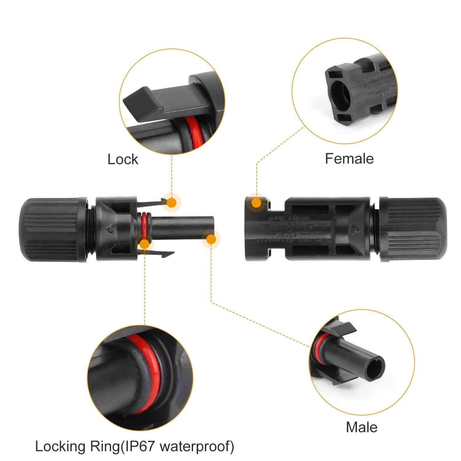 10-Pairs: Solar Panel Connectors Home Improvement - Tophatter Daily Deals