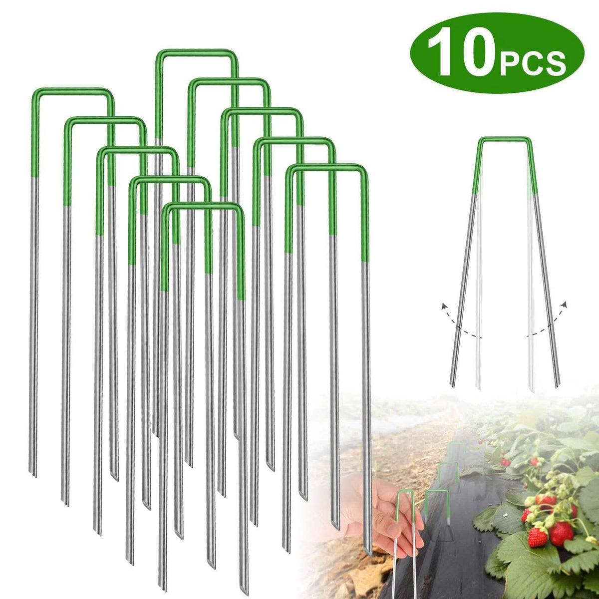 10-Piece: 6-Inch U-Type Garden Landscape Rust Resistance Turf Staples Garden & Patio - Tophatter Daily Deals