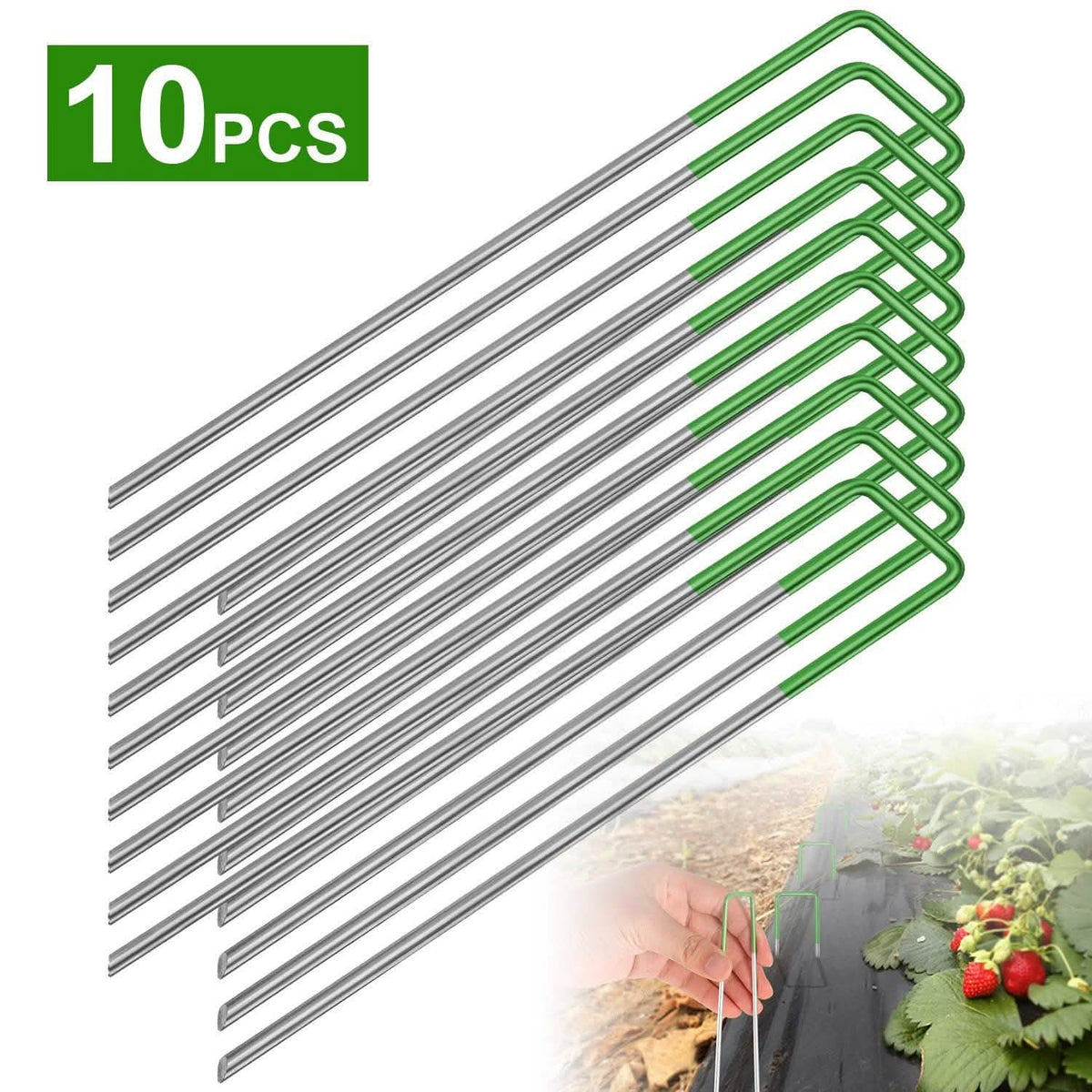 10-Piece: 6-Inch U-Type Garden Landscape Rust Resistance Turf Staples Garden & Patio - Tophatter Daily Deals