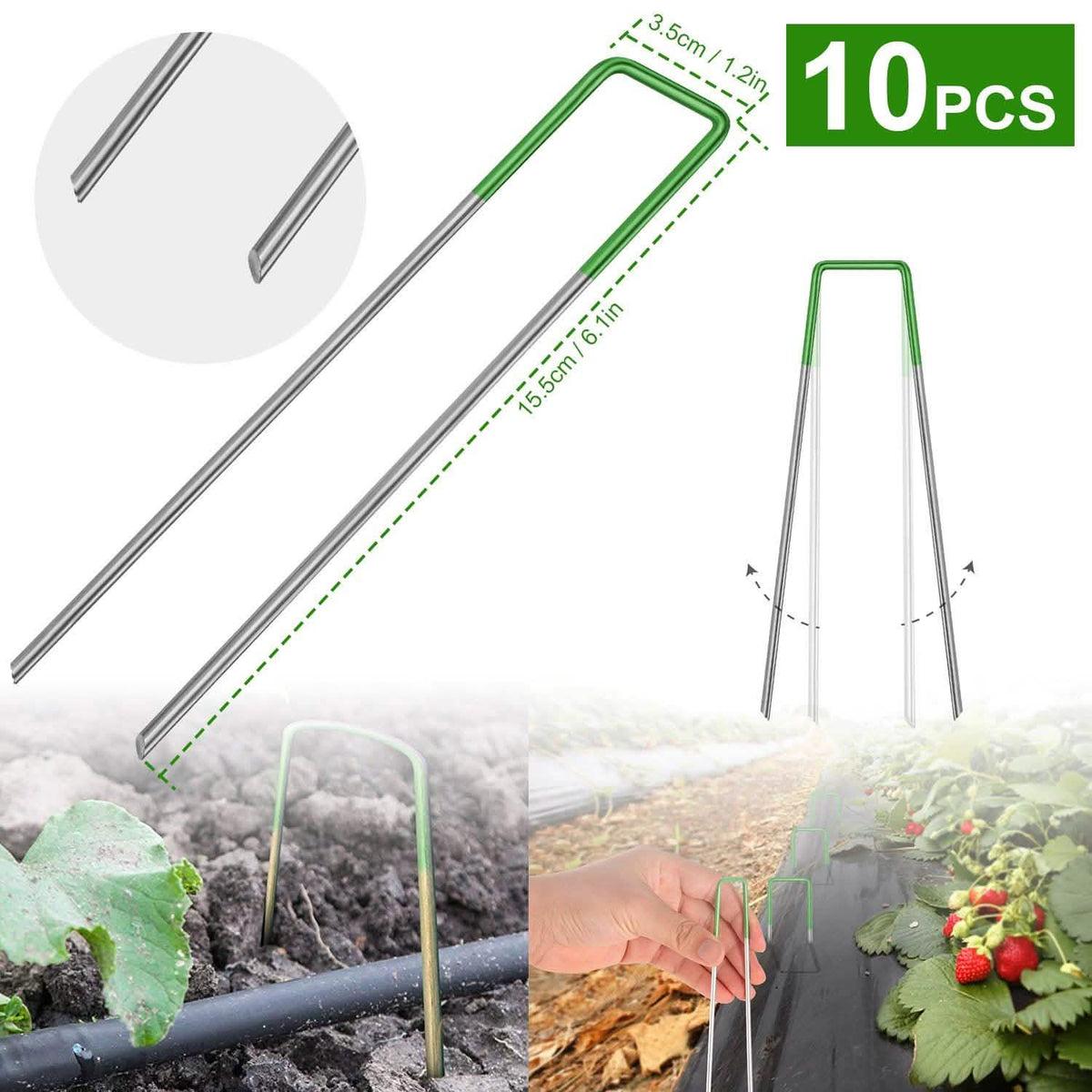 10-Piece: 6-Inch U-Type Garden Landscape Rust Resistance Turf Staples Garden & Patio - Tophatter Daily Deals