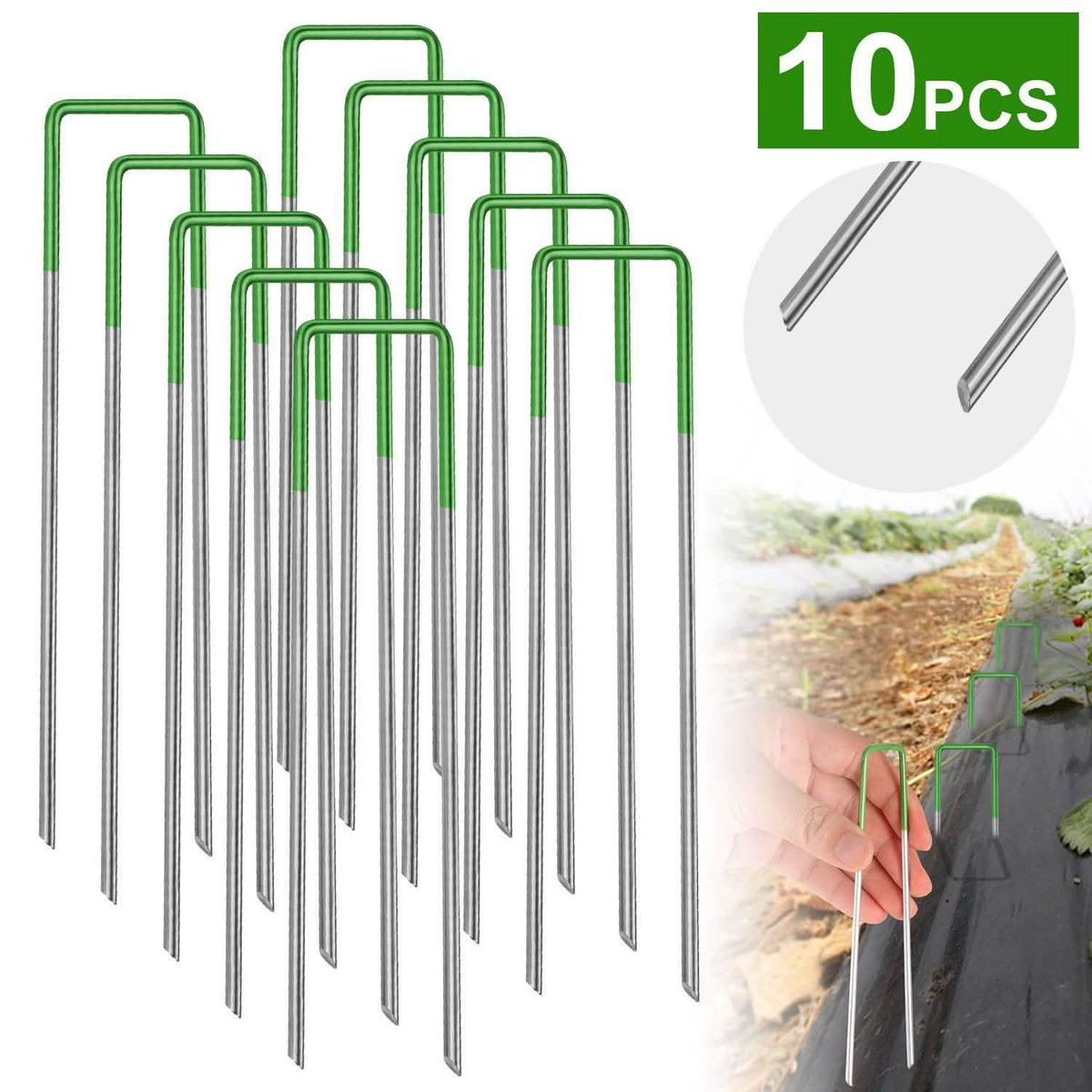 10-Piece: 6-Inch U-Type Garden Landscape Rust Resistance Turf Staples Garden & Patio - Tophatter Daily Deals