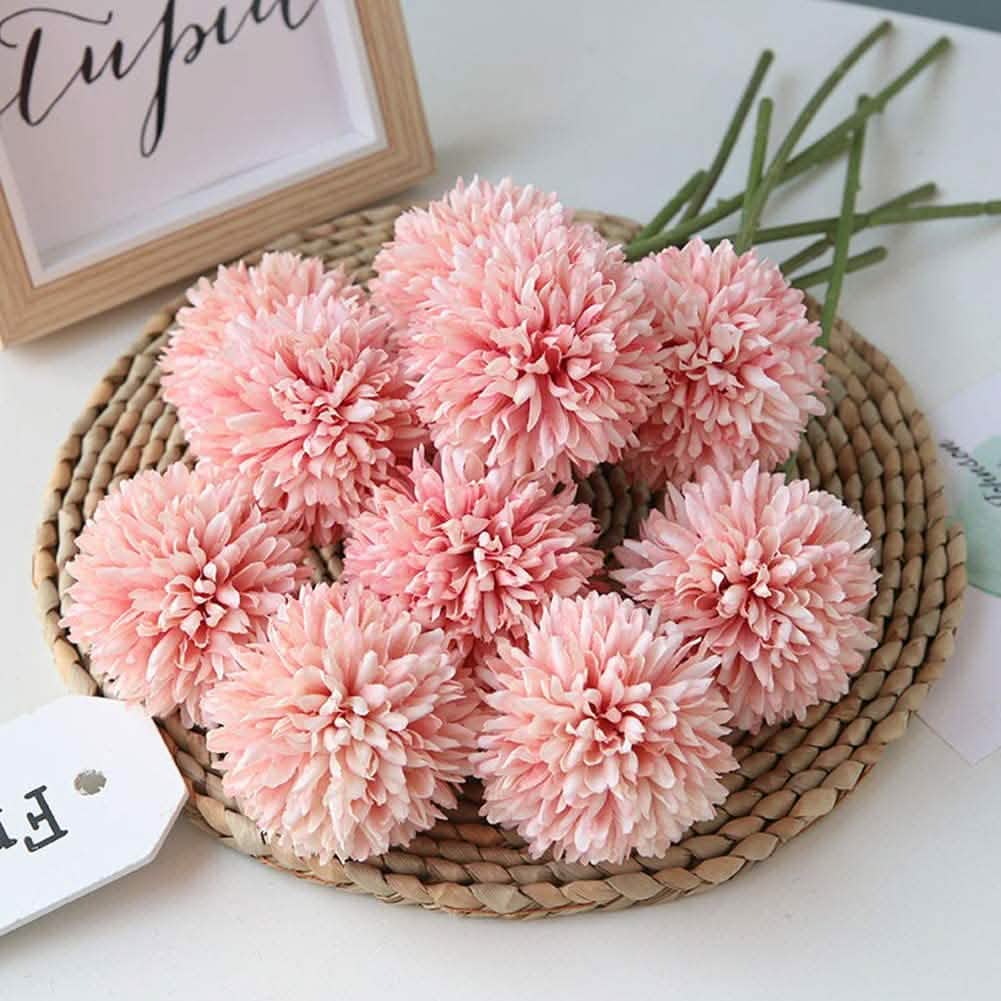 10-Piece: Artificial Flowers Chrysanthemum Ball Flowers Bouquet Furniture & Decor - Tophatter Daily Deals