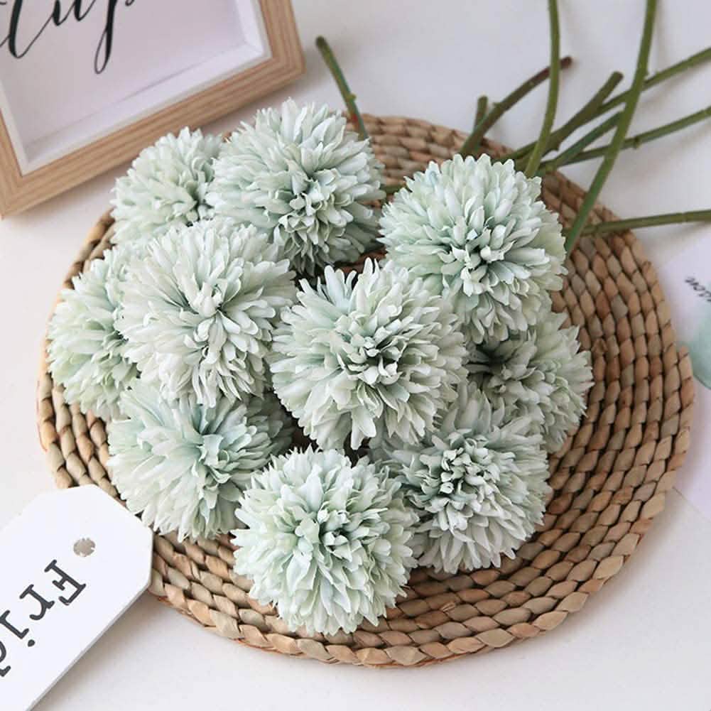 10-Piece: Artificial Flowers Chrysanthemum Ball Flowers Bouquet Furniture & Decor - Tophatter Daily Deals