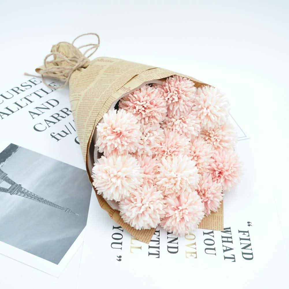 10-Piece: Artificial Flowers Chrysanthemum Ball Flowers Bouquet Pink Furniture & Decor - Tophatter Daily Deals
