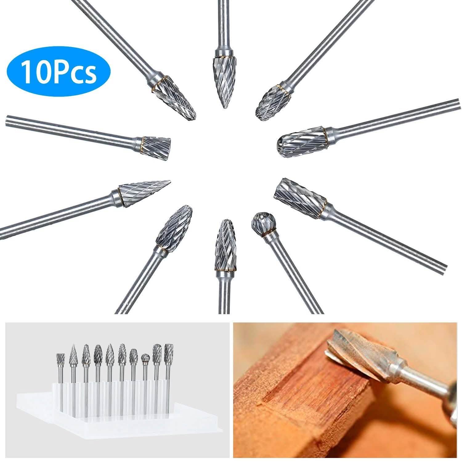 10-Piece: Double Cut Carbide Rotary Die Grinder Bit Set Home Improvement - Tophatter Daily Deals