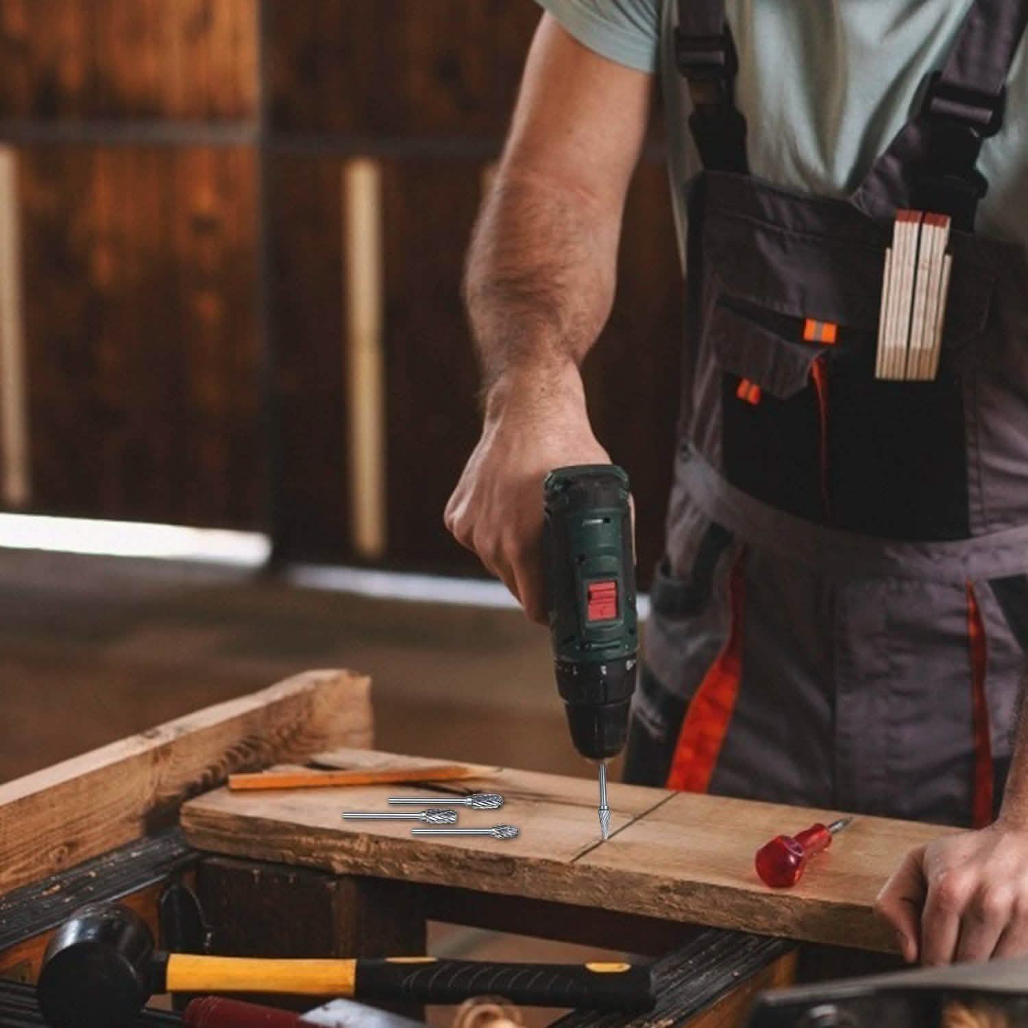 10-Piece: Double Cut Carbide Rotary Die Grinder Bit Set Home Improvement - Tophatter Daily Deals