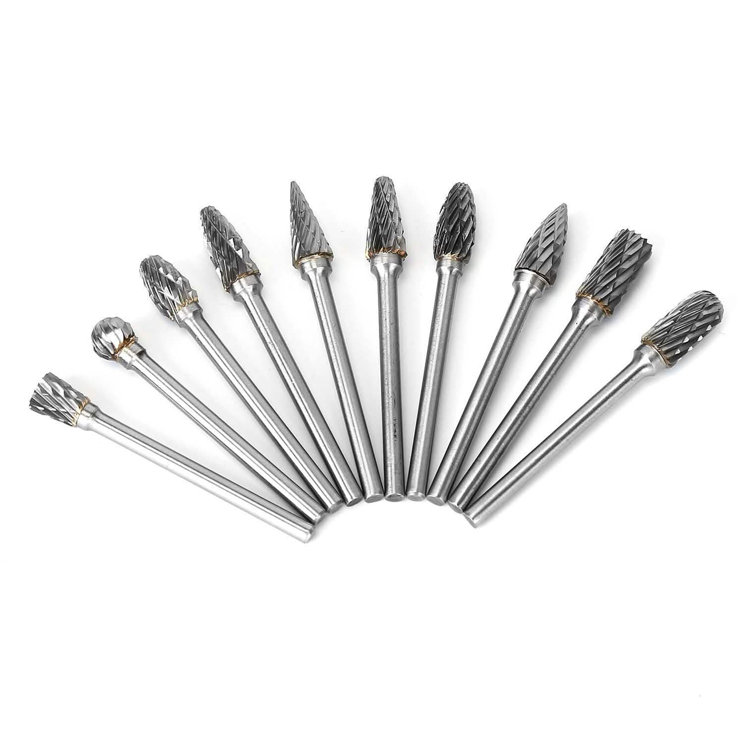 10-Piece: Double Cut Carbide Rotary Die Grinder Bit Set Home Improvement - Tophatter Daily Deals