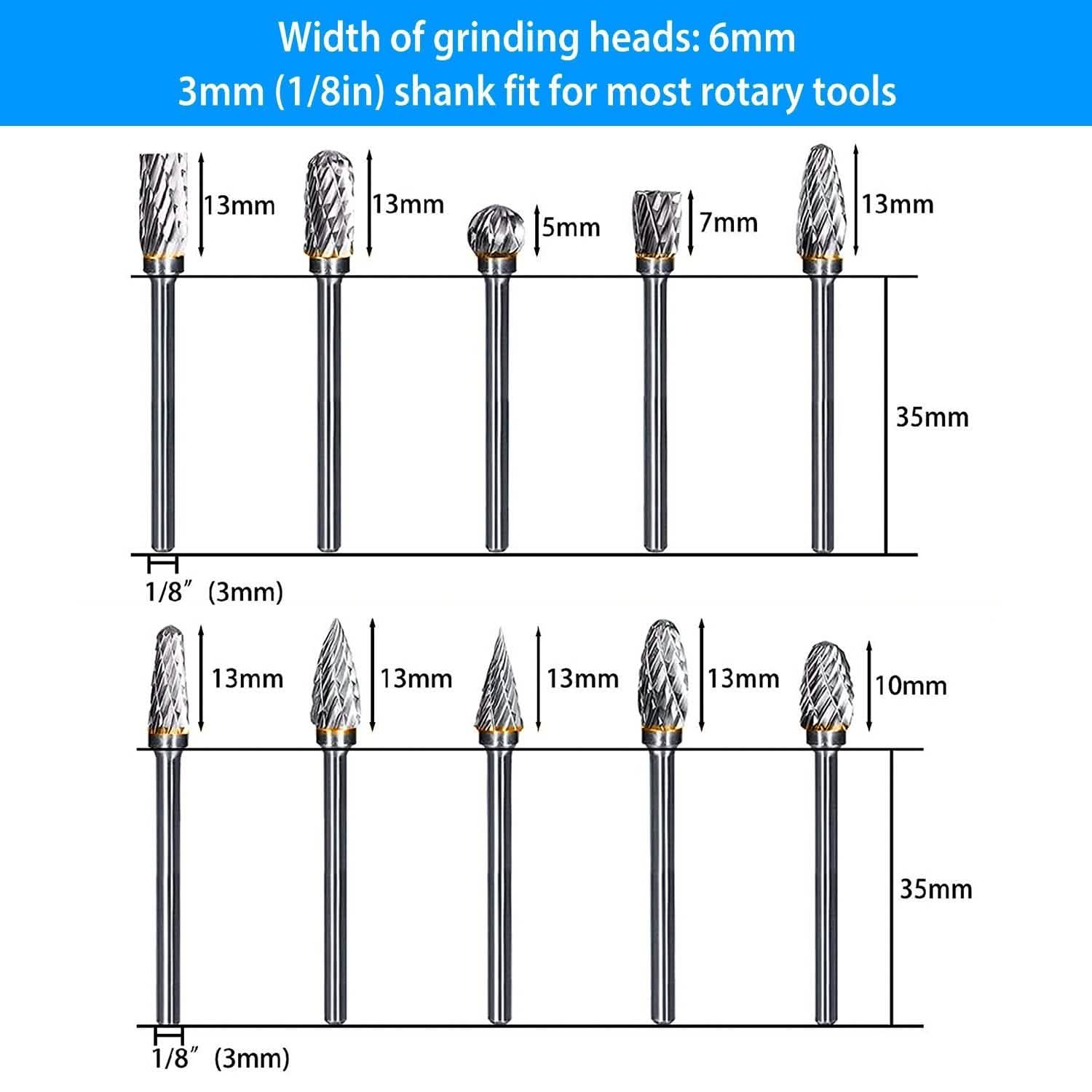 10-Piece: Double Cut Carbide Rotary Die Grinder Bit Set Home Improvement - Tophatter Daily Deals