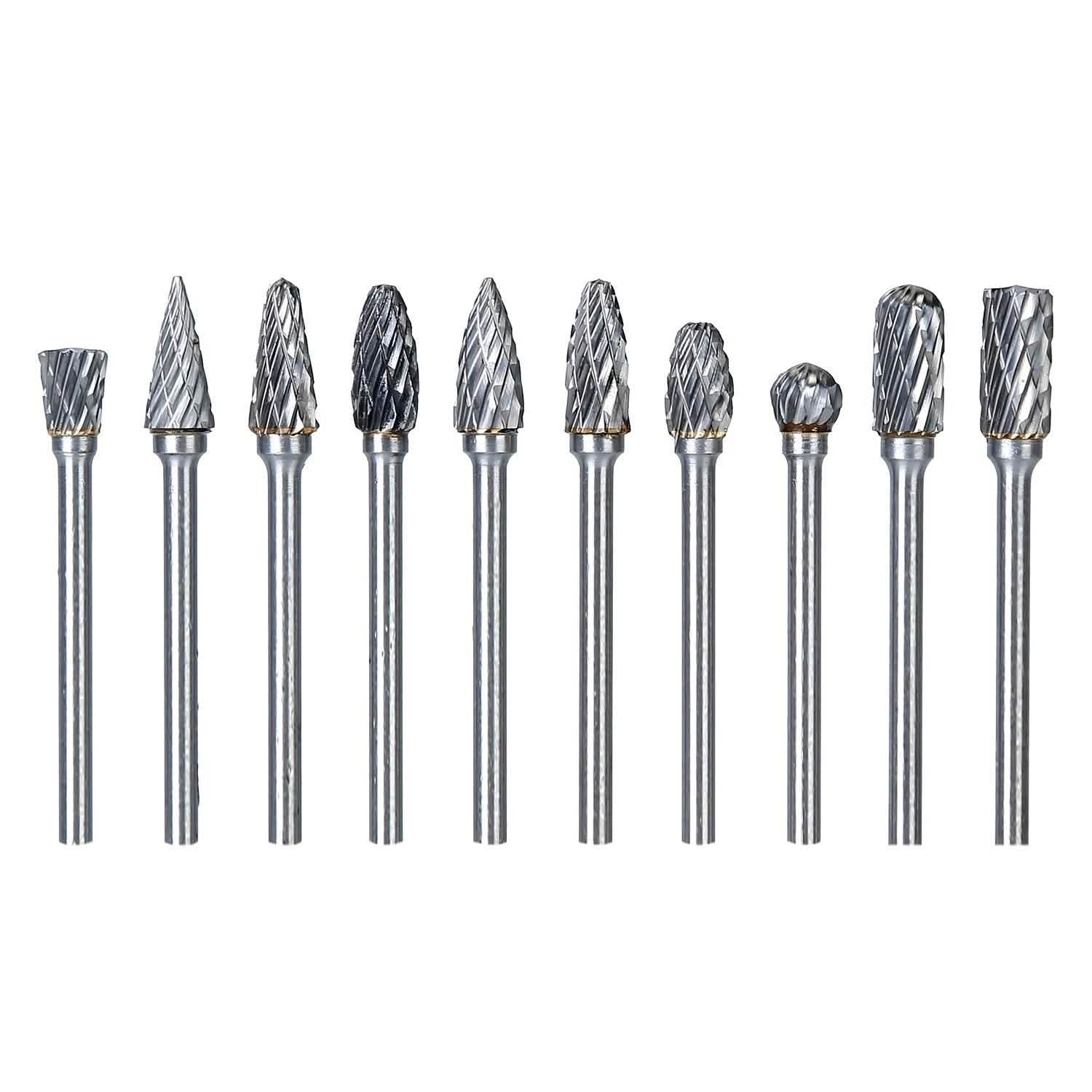 10-Piece: Double Cut Carbide Rotary Die Grinder Bit Set Home Improvement - Tophatter Daily Deals