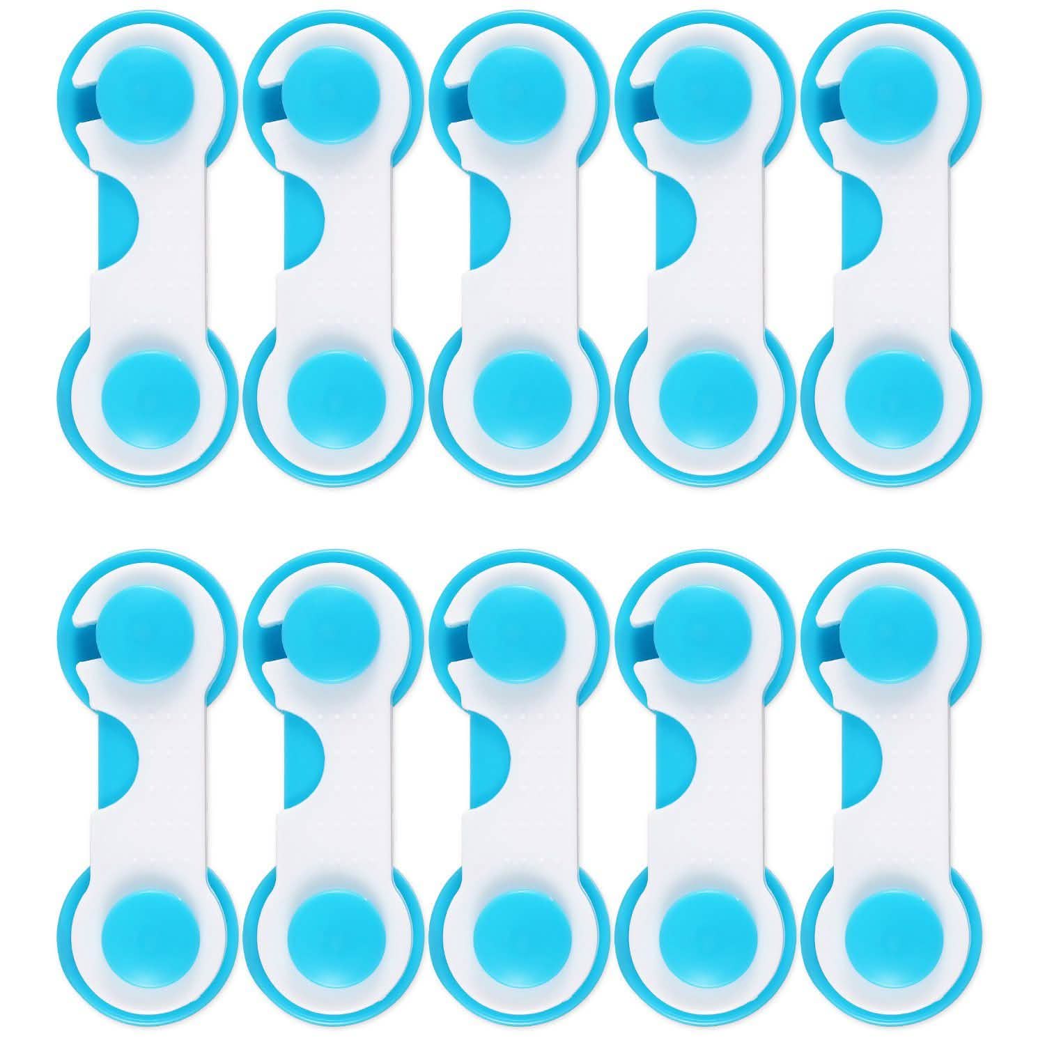 10-Piece: Kids Cabinet Strap Safety Locks Blue Baby Gear - Tophatter Daily Deals