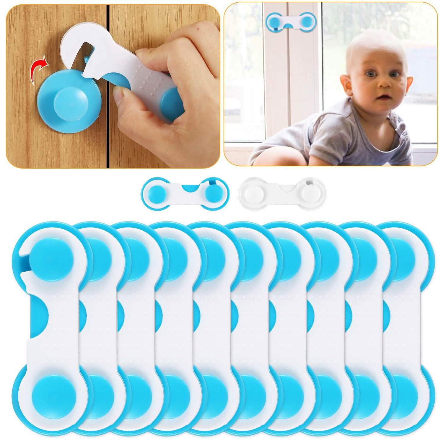 10-Piece: Kids Cabinet Strap Safety Locks Baby Gear - Tophatter Daily Deals