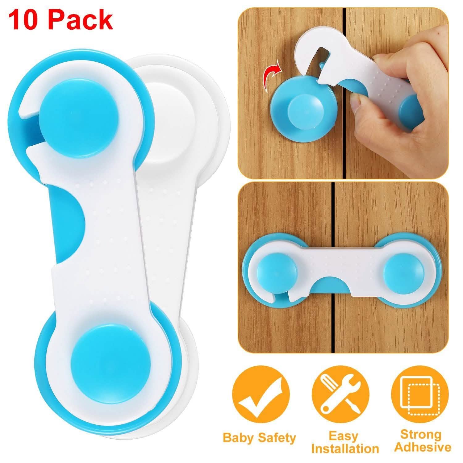 10-Piece: Kids Cabinet Strap Safety Locks Baby Gear - Tophatter Daily Deals