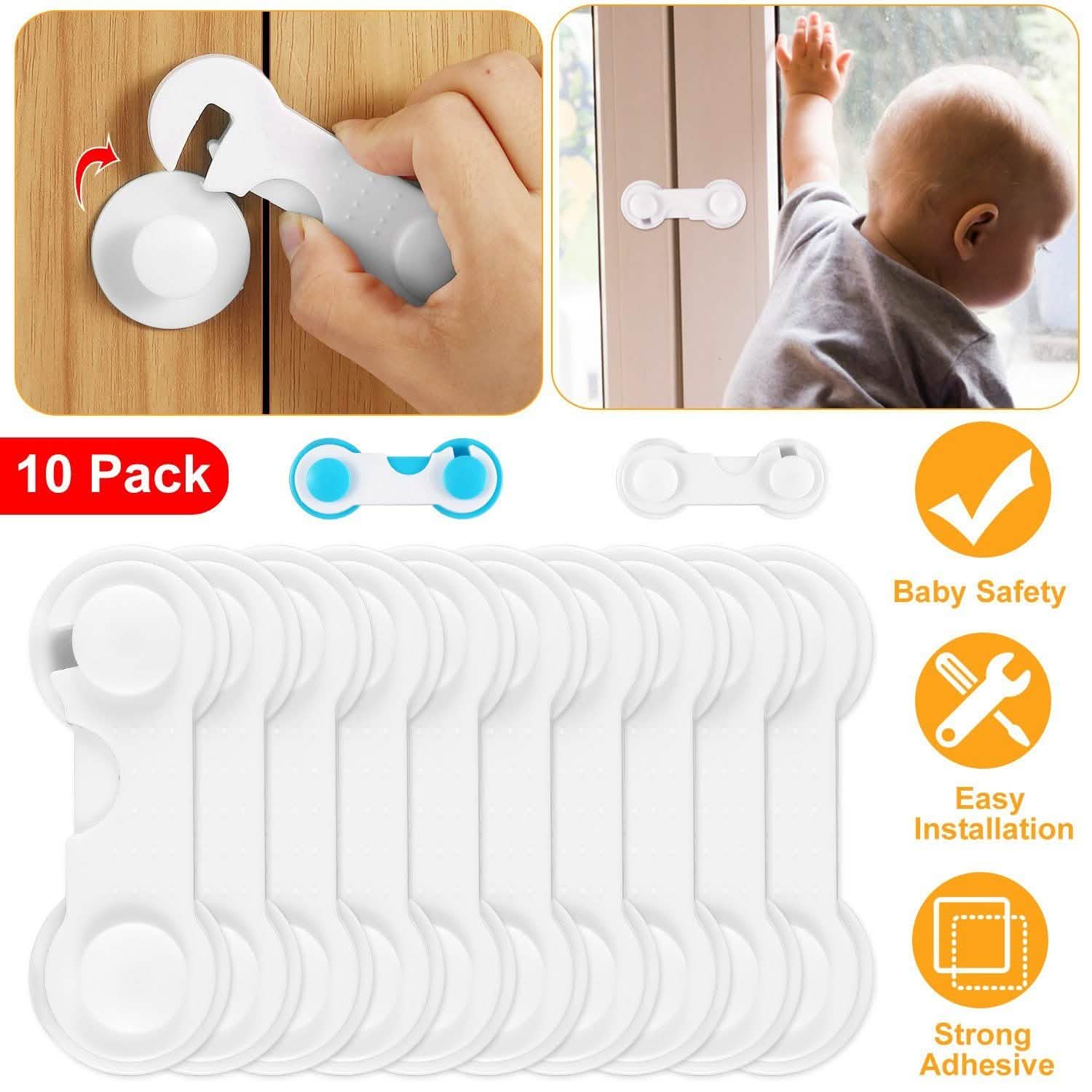 10-Piece: Kids Cabinet Strap Safety Locks Baby Gear - Tophatter Daily Deals