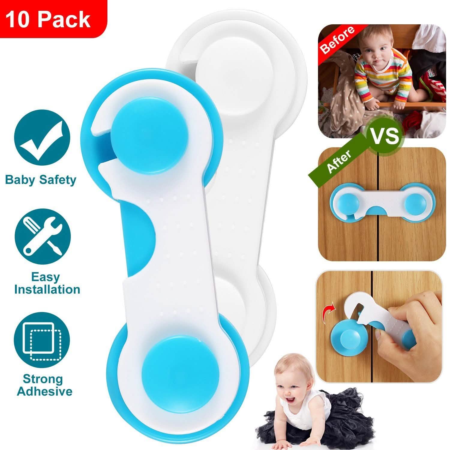 10-Piece: Kids Cabinet Strap Safety Locks Baby Gear - Tophatter Daily Deals