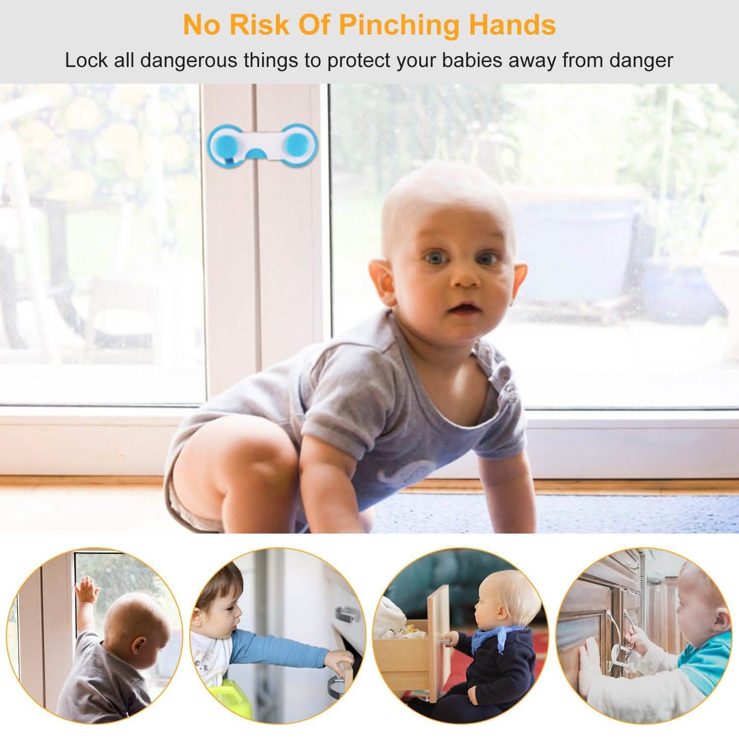 10-Piece: Kids Cabinet Strap Safety Locks Baby Gear - Tophatter Daily Deals
