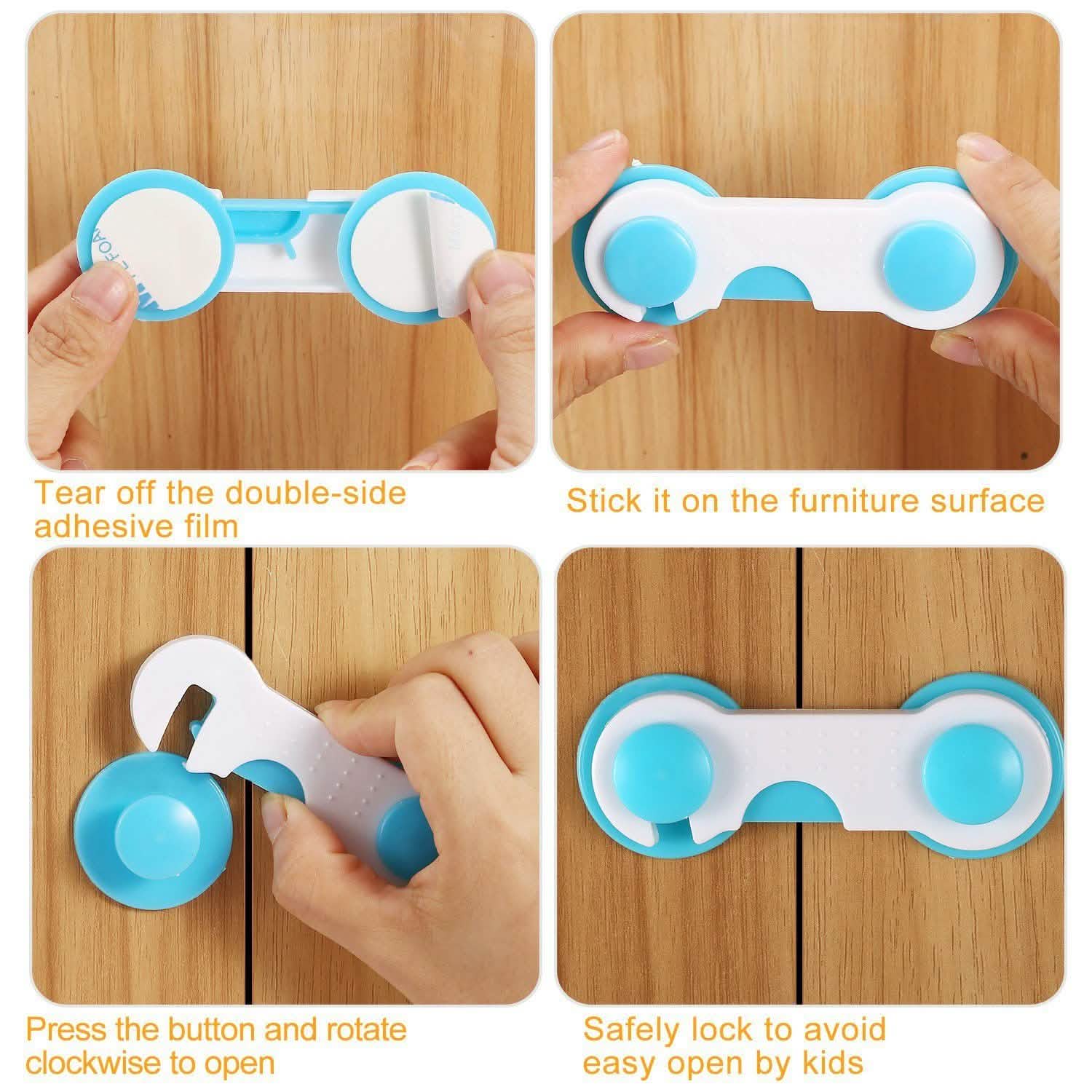 10-Piece: Kids Cabinet Strap Safety Locks Baby Gear - Tophatter Daily Deals