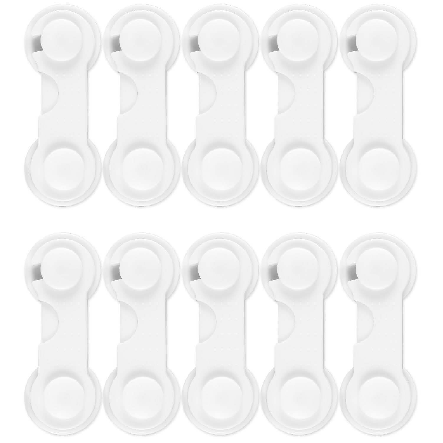 10-Piece: Kids Cabinet Strap Safety Locks White Baby Gear - Tophatter Daily Deals