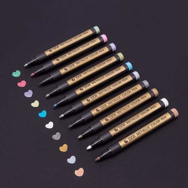 10-Piece: Metallic Paint Marker Pen Permanent School, Office & Art Supplies - Tophatter Daily Deals