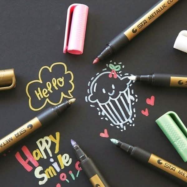 10-Piece: Metallic Paint Marker Pen Permanent School, Office & Art Supplies - Tophatter Daily Deals