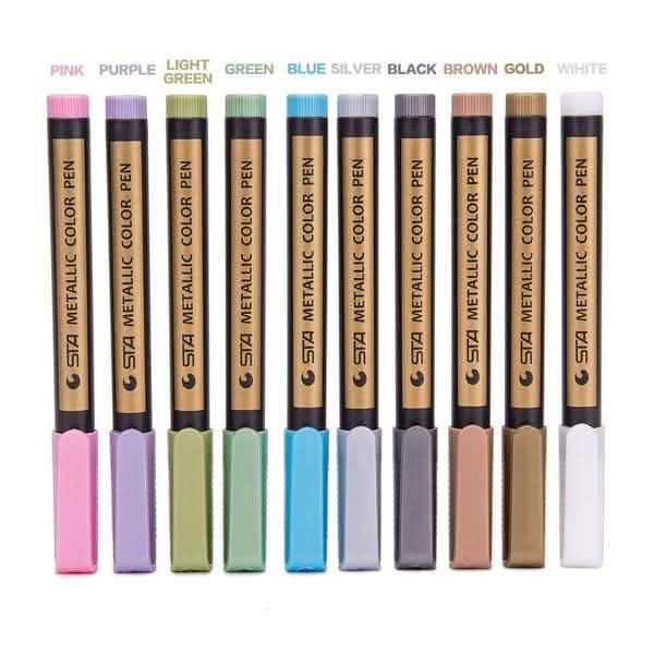 10-Piece: Metallic Paint Marker Pen Permanent School, Office & Art Supplies - Tophatter Daily Deals