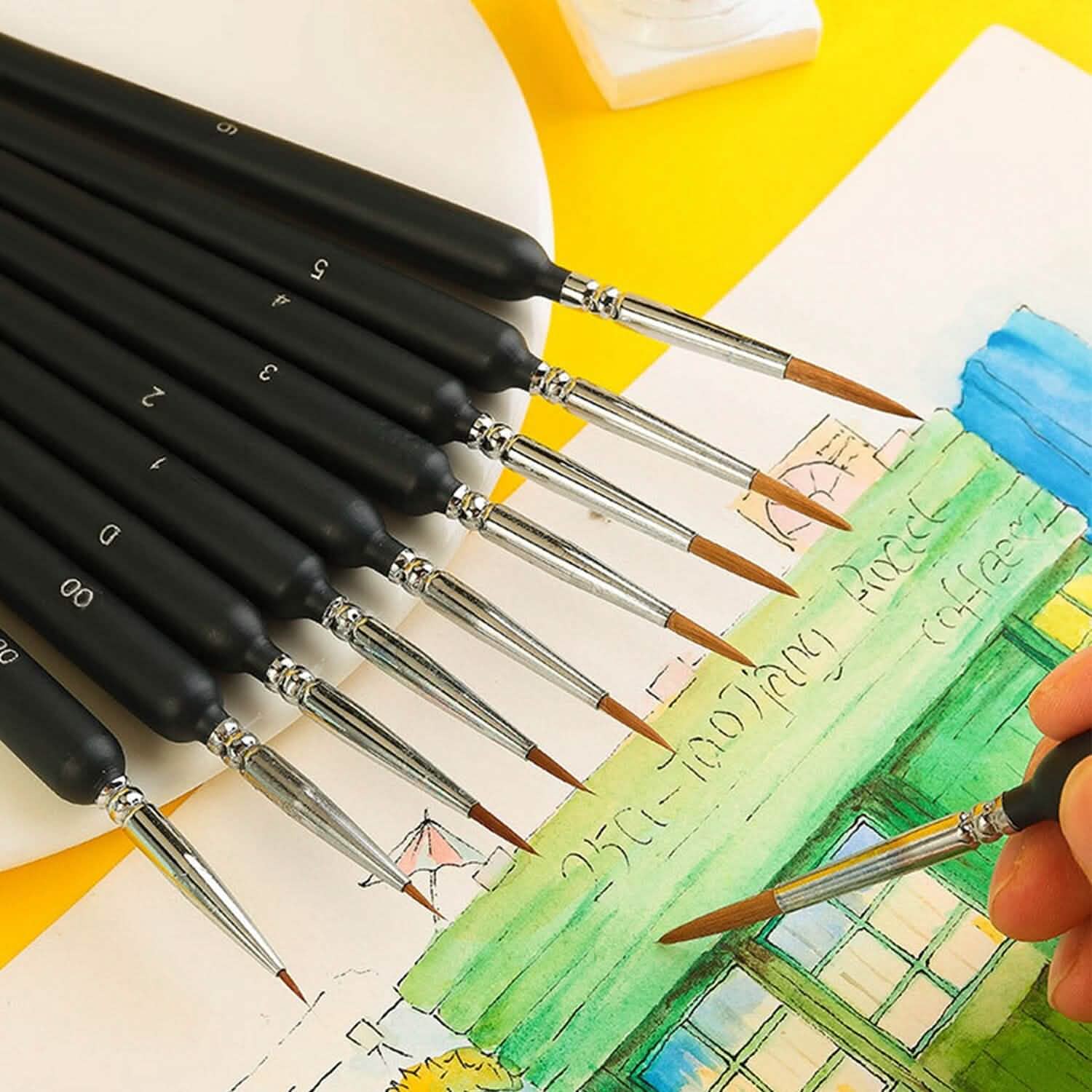 10-Piece: Miniature Detail Paint Brush Set School, Office & Art Supplies - Tophatter Daily Deals
