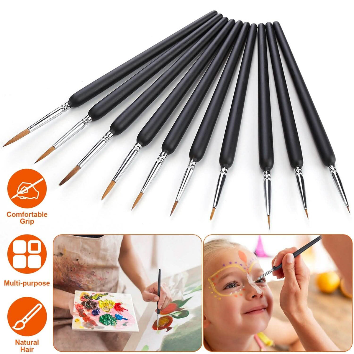 10-Piece: Miniature Detail Paint Brush Set School, Office & Art Supplies - Tophatter Daily Deals