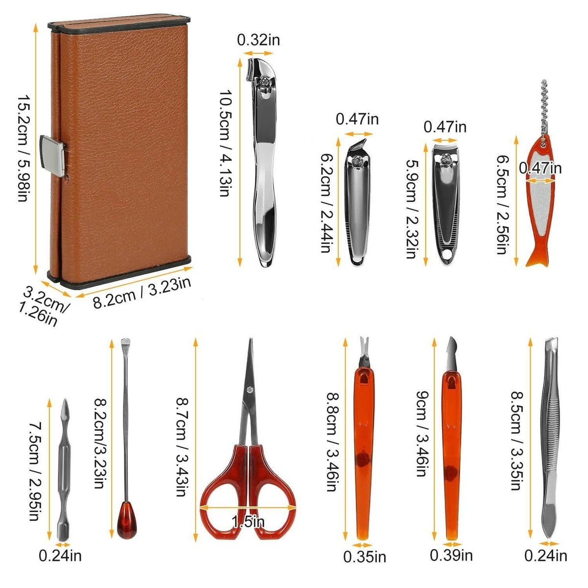 10-Piece: Pedicure, Manicure and Grooming Kit with Leather Case Beauty & Personal Care - Tophatter Daily Deals