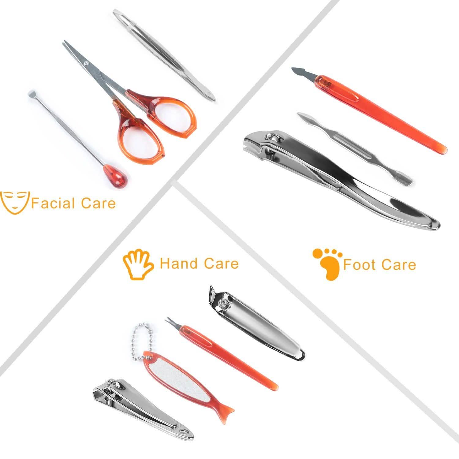 10-Piece: Pedicure, Manicure and Grooming Kit with Leather Case Beauty & Personal Care - Tophatter Daily Deals