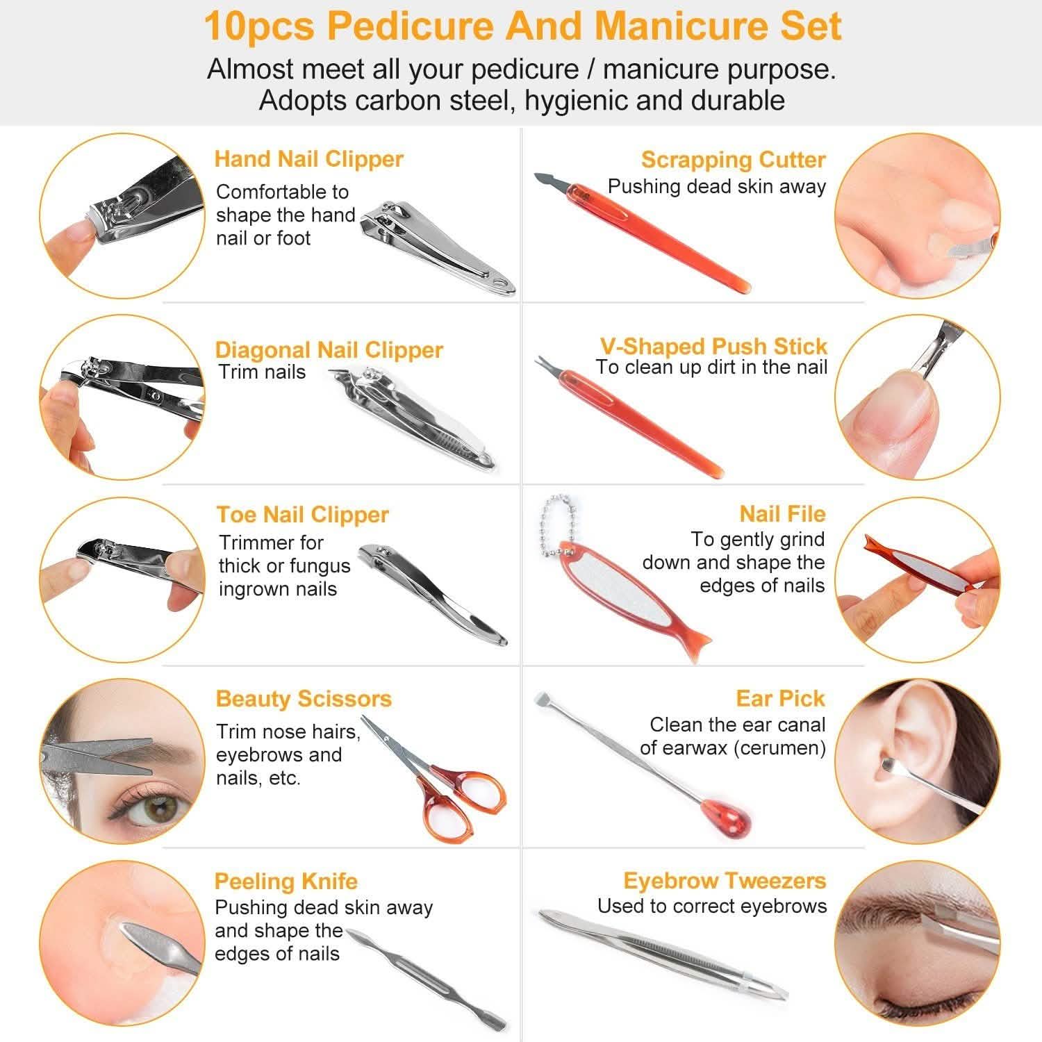 10-Piece: Pedicure, Manicure and Grooming Kit with Leather Case Beauty & Personal Care - Tophatter Daily Deals