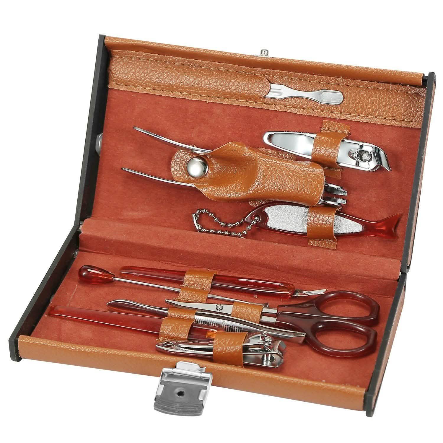 10-Piece: Pedicure, Manicure and Grooming Kit with Leather Case Beauty & Personal Care - Tophatter Daily Deals
