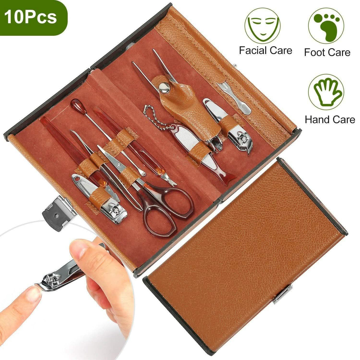 10-Piece: Pedicure, Manicure and Grooming Kit with Leather Case Beauty & Personal Care - Tophatter Daily Deals