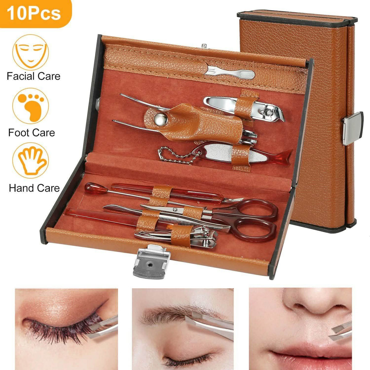 10-Piece: Pedicure, Manicure and Grooming Kit with Leather Case Beauty & Personal Care - Tophatter Daily Deals