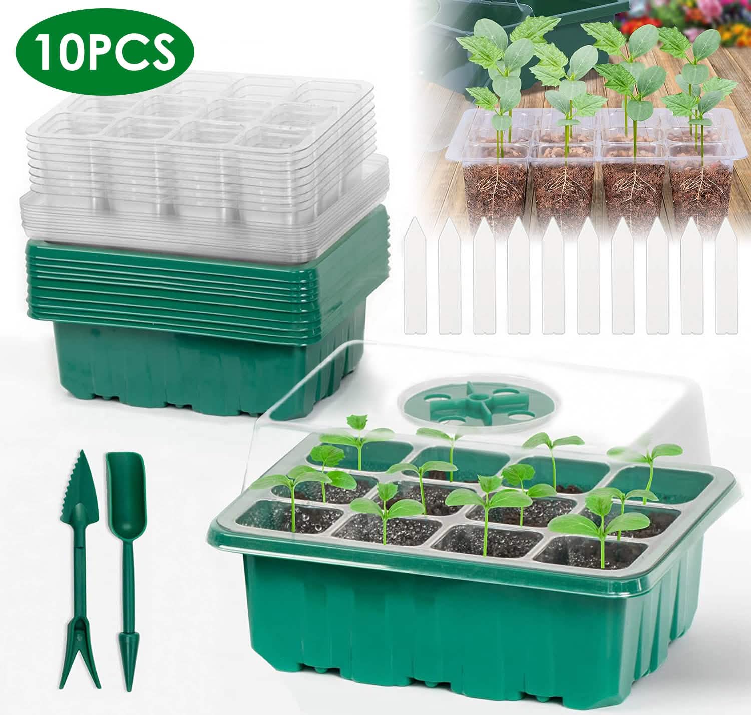 10-Piece: Reusable Seed Starter Tray Kit Garden & Patio - Tophatter Daily Deals