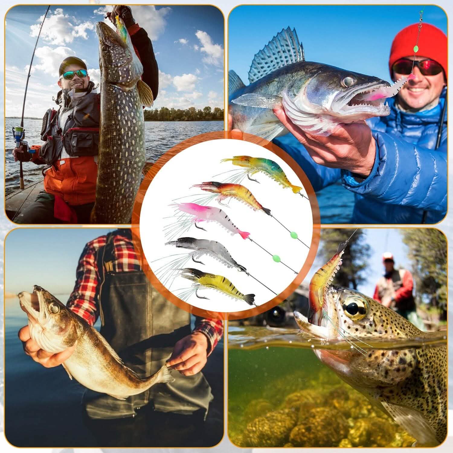 10-Piece: Silicon Shrimp Bait Set Outdoor Recreation - Tophatter Daily Deals