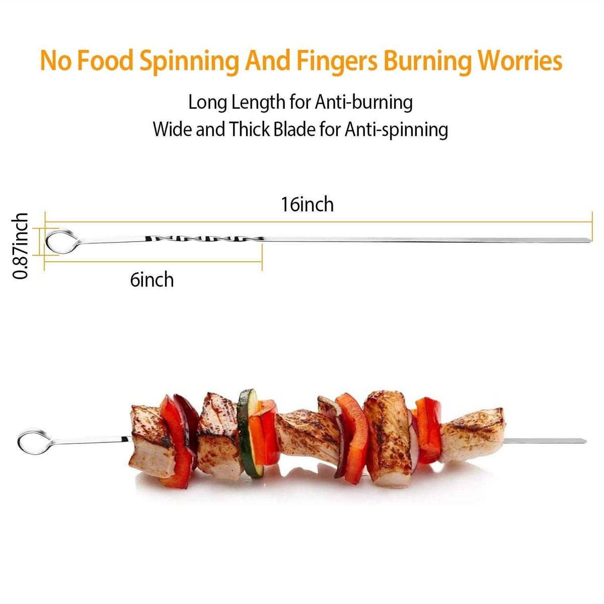 10-Pieces: 16" BBQ Skewers Kitchen Tools & Gadgets - Tophatter Daily Deals