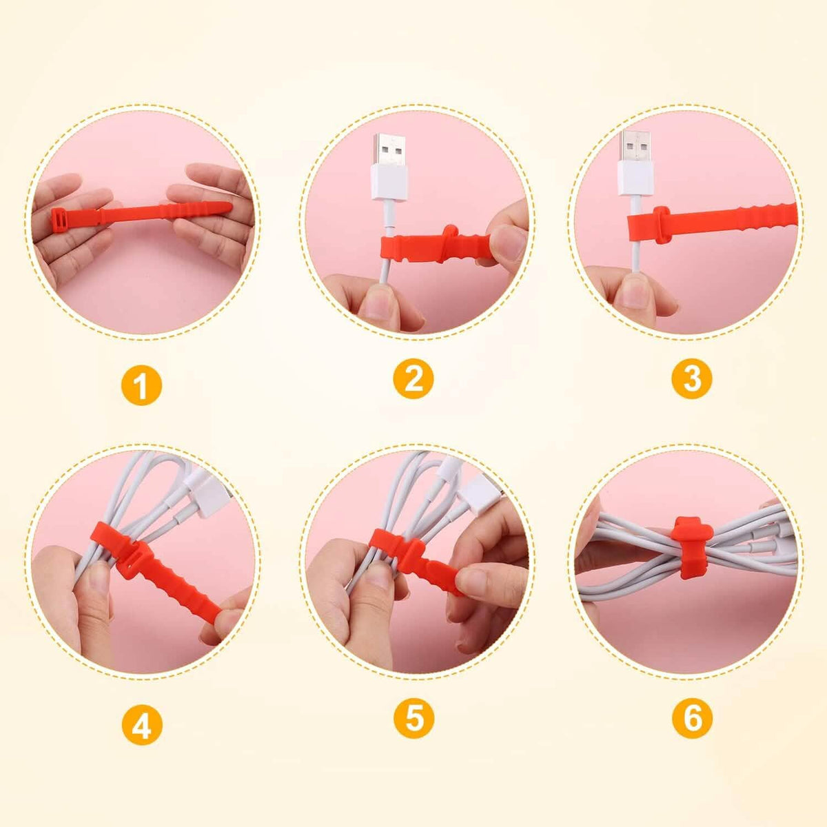 10-Pieces: 4.5 Inch Reusable Wire Ties Cord Organizer Straps Elastic Silicone Cord Organizer School, Office & Art Supplies - Tophatter Daily Deals