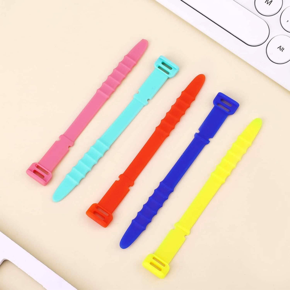 10-Pieces: 4.5 Inch Reusable Wire Ties Cord Organizer Straps Elastic Silicone Cord Organizer School, Office & Art Supplies - Tophatter Daily Deals