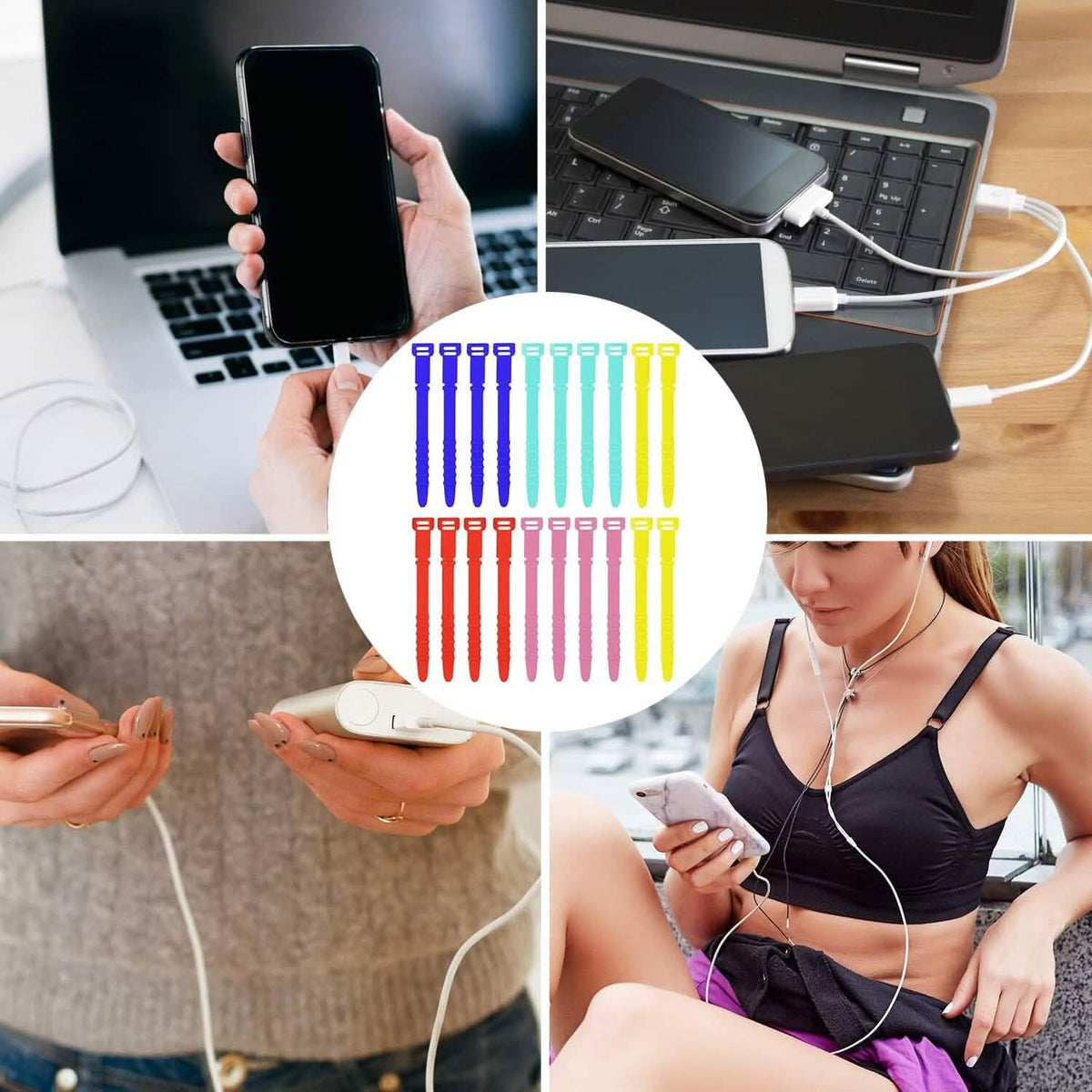 10-Pieces: 4.5 Inch Reusable Wire Ties Cord Organizer Straps Elastic Silicone Cord Organizer School, Office & Art Supplies - Tophatter Daily Deals