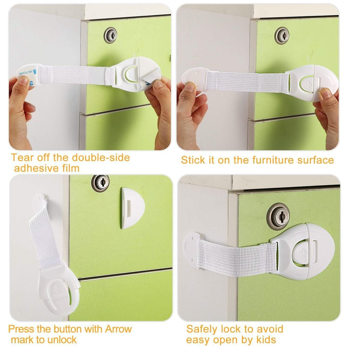 10-Pieces: Kids Safety Locks with 5 Furniture Corner Protectors Baby Gear - Tophatter Daily Deals