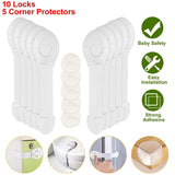10-Pieces: Kids Safety Locks with 5 Furniture Corner Protectors Baby Gear - Tophatter Daily Deals