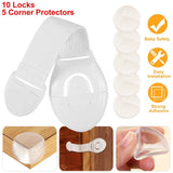 10-Pieces: Kids Safety Locks with 5 Furniture Corner Protectors Baby Gear - Tophatter Daily Deals