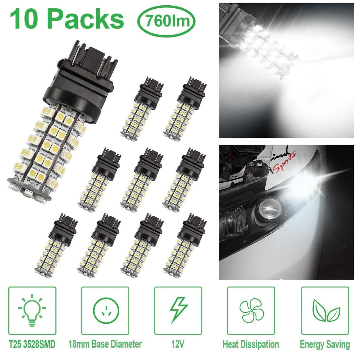 10-Pieces: LED Car Light Bulbs Automotive - Tophatter Daily Deals