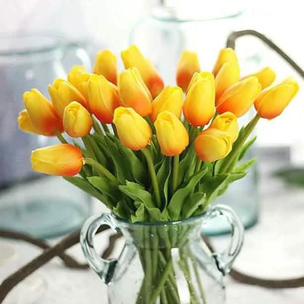 10-Pieces: PU Modern Style Bouquet Tabletop Flower Bouquet Orange Furniture & Decor - Tophatter Daily Deals