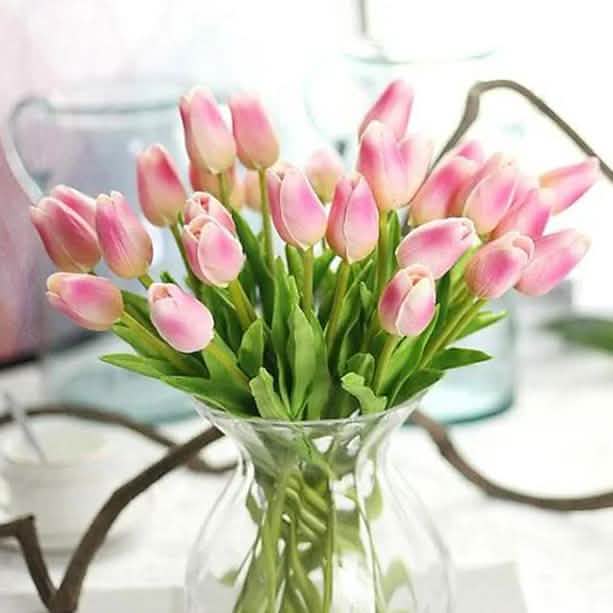10-Pieces: PU Modern Style Bouquet Tabletop Flower Bouquet Pink Furniture & Decor - Tophatter Daily Deals