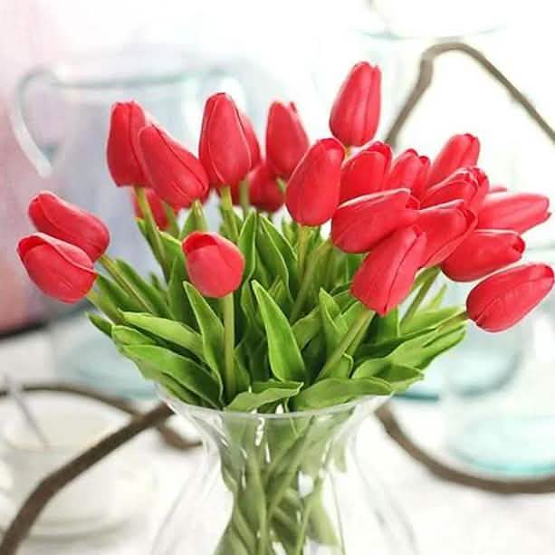 10-Pieces: PU Modern Style Bouquet Tabletop Flower Bouquet Red Furniture & Decor - Tophatter Daily Deals
