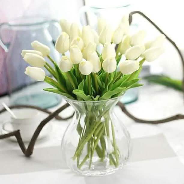 10-Pieces: PU Modern Style Bouquet Tabletop Flower Bouquet White Furniture & Decor - Tophatter Daily Deals